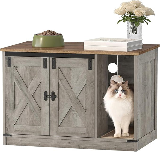 Hzuaneri Cat Litter Box Enclosure, Hidden Litter Box Cabinet Furniture by Hzuaneri