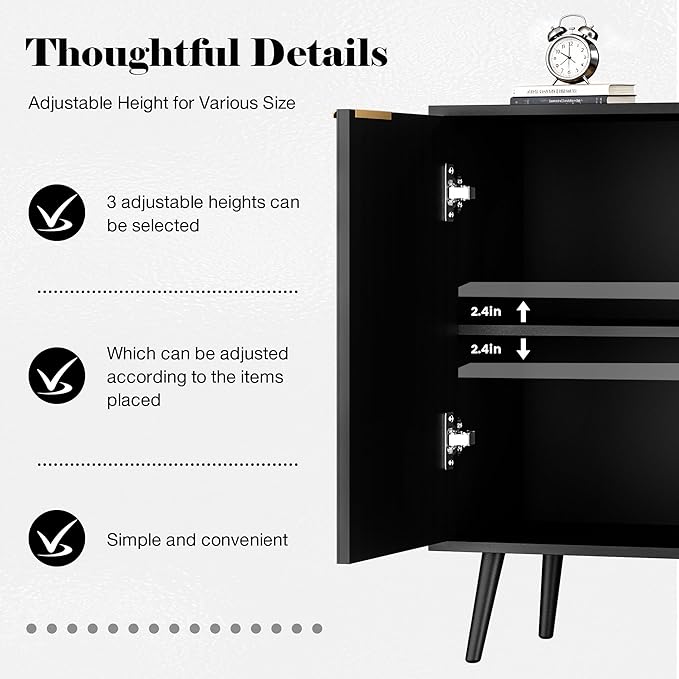 Fluted Buffet Cabinet Sideboard, Storage Cabinet, Modern Accent Cabinet Console - Image 5