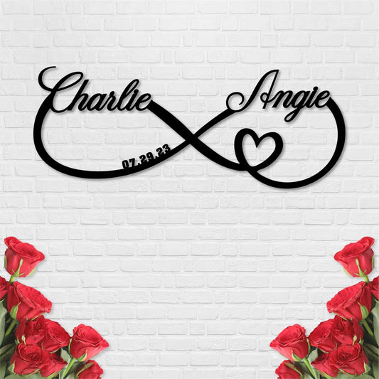 Personalized Custom Infinity Heart Sign, Metal Infinity Sign, Infinity Heart Wall Decor, Custom Name Signs, Romantic Home Decor For Anniversary Or As Valentines Day Decoration