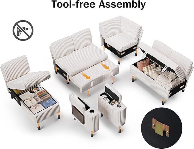 Vipbear 111" Modular Sectional Sleeper Sofa - Image 4