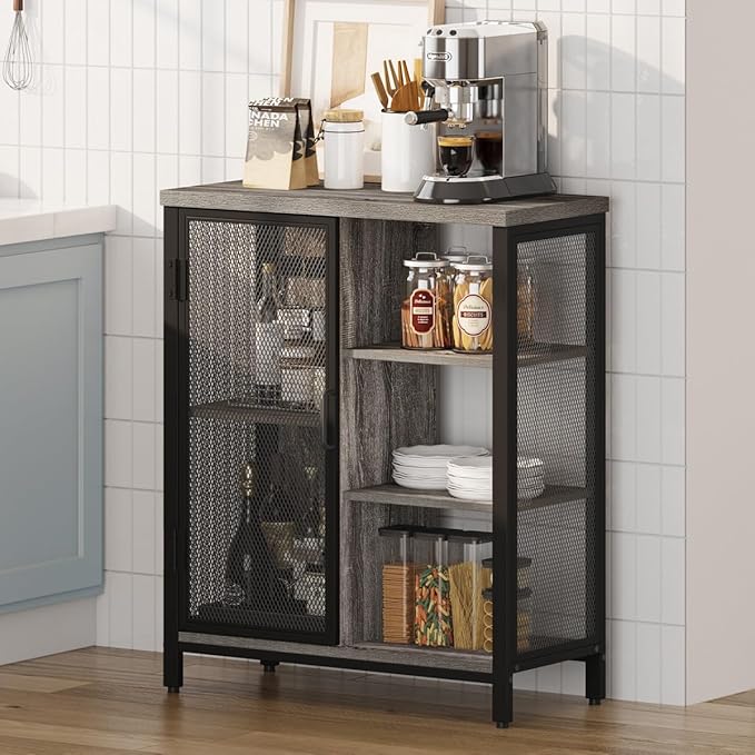 BON AUGURE Liquor Cabinet Bar for Home, Farmhouse Coffee Storage Cabinet for - Image 4