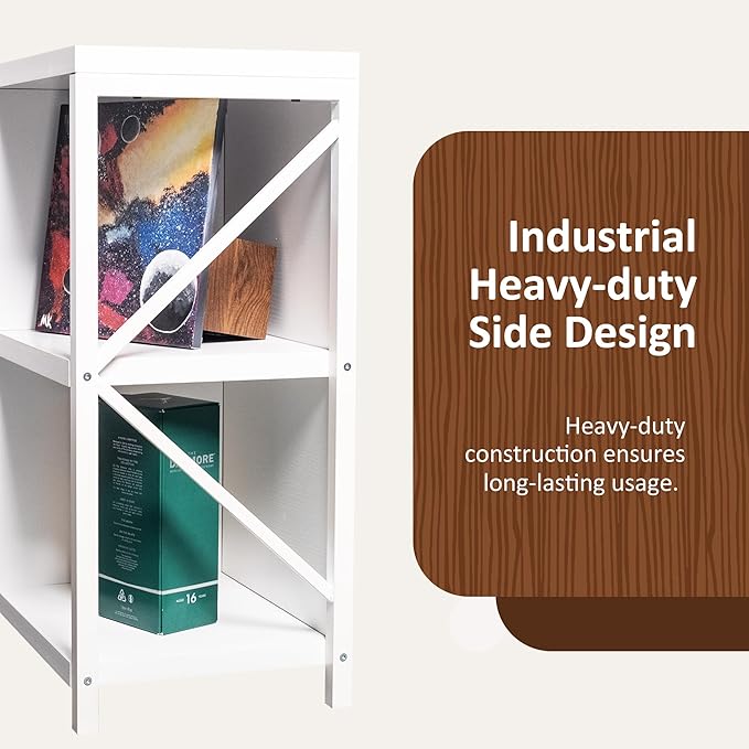 8 Cube Storage Organizer Bookshelf, Industrial Horizontal Bookcase, Accent - Image 5