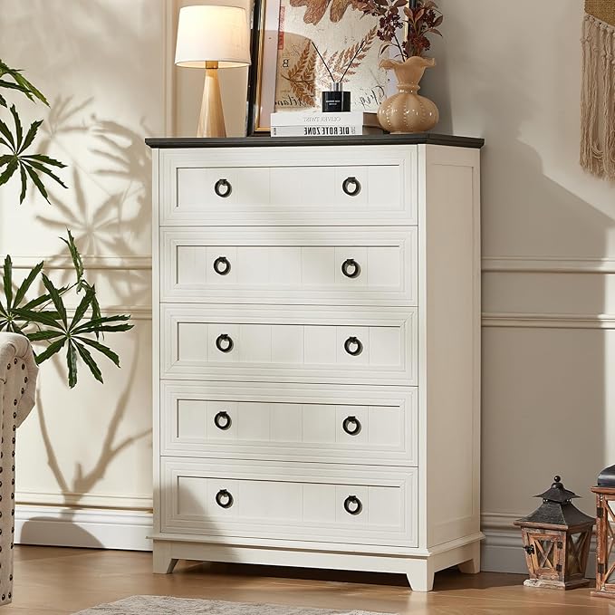 Joaxswe Farmhouse 5 Drawer Dresser - Image 9