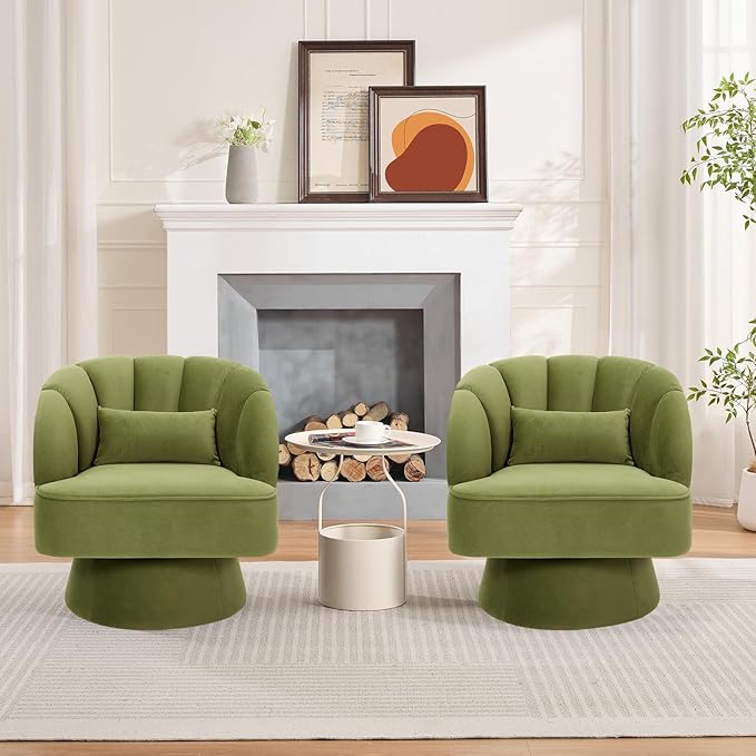 Garvee Ultra-Plush Swivel Accent Chair, 360° Barrel Lounge Chair - Image 6