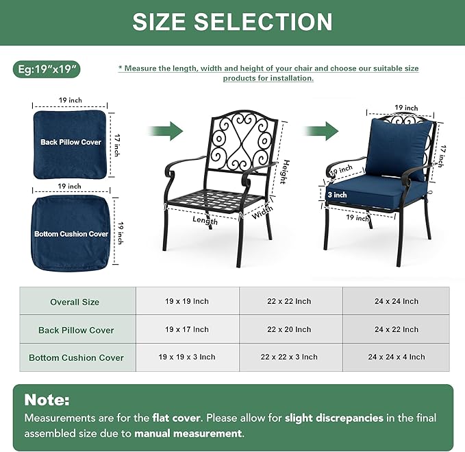 Summsun Outdoor Chair Cushions, Faux Linen Backrest and Seat Cushion Set - Image 7