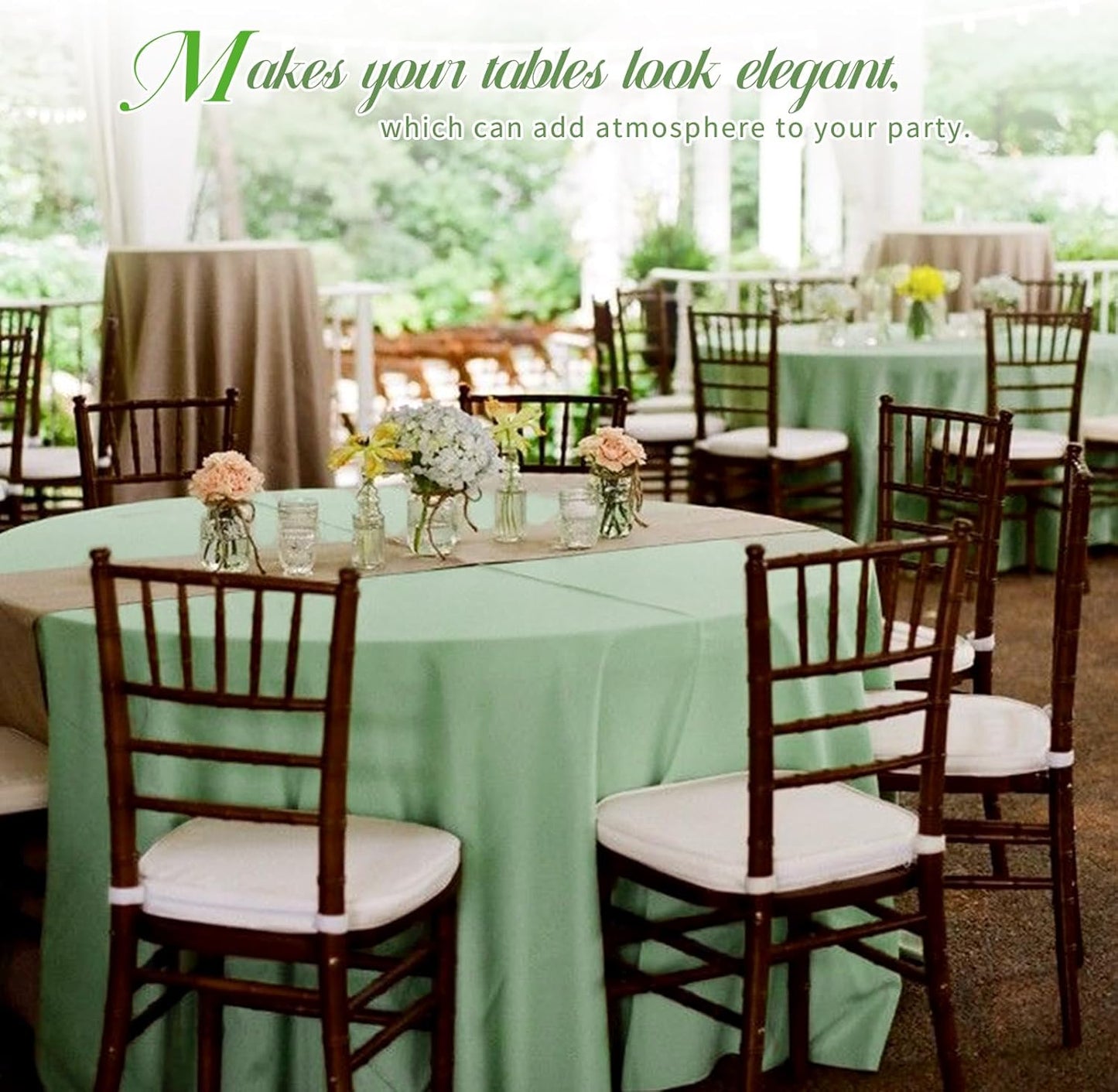 6 Pack Sage Green Round Tablecloths - 90 Inch, Polyester Table Cover, Stain and Wrinkle Resistant Washable Fabric, Perfect for Wedding Banquet Parties