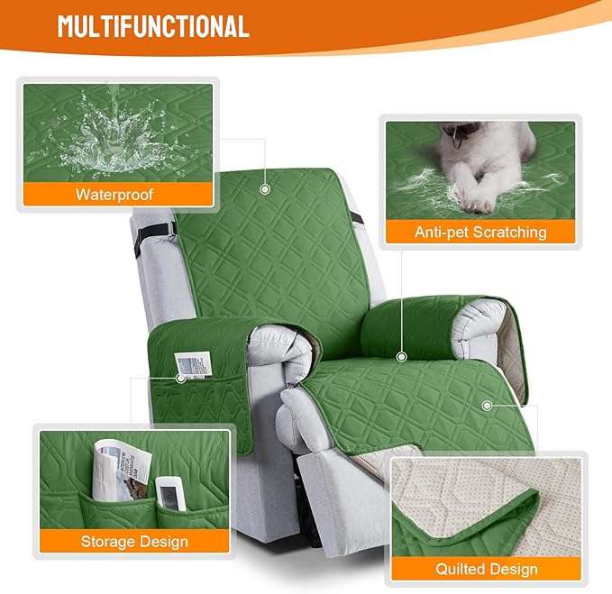 VANSOFY 100% Waterproof Recliner Chair Covers, Recliner Cover Non-Slip Dog - Image 4