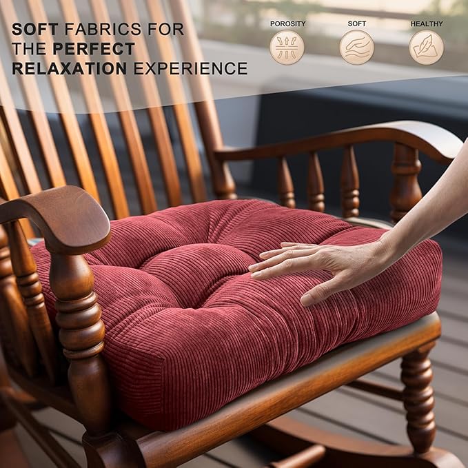 Lokex Rocking Chair Cushion Only, Tufted Non-Slip Comfortable Rocking Chair - Image 4