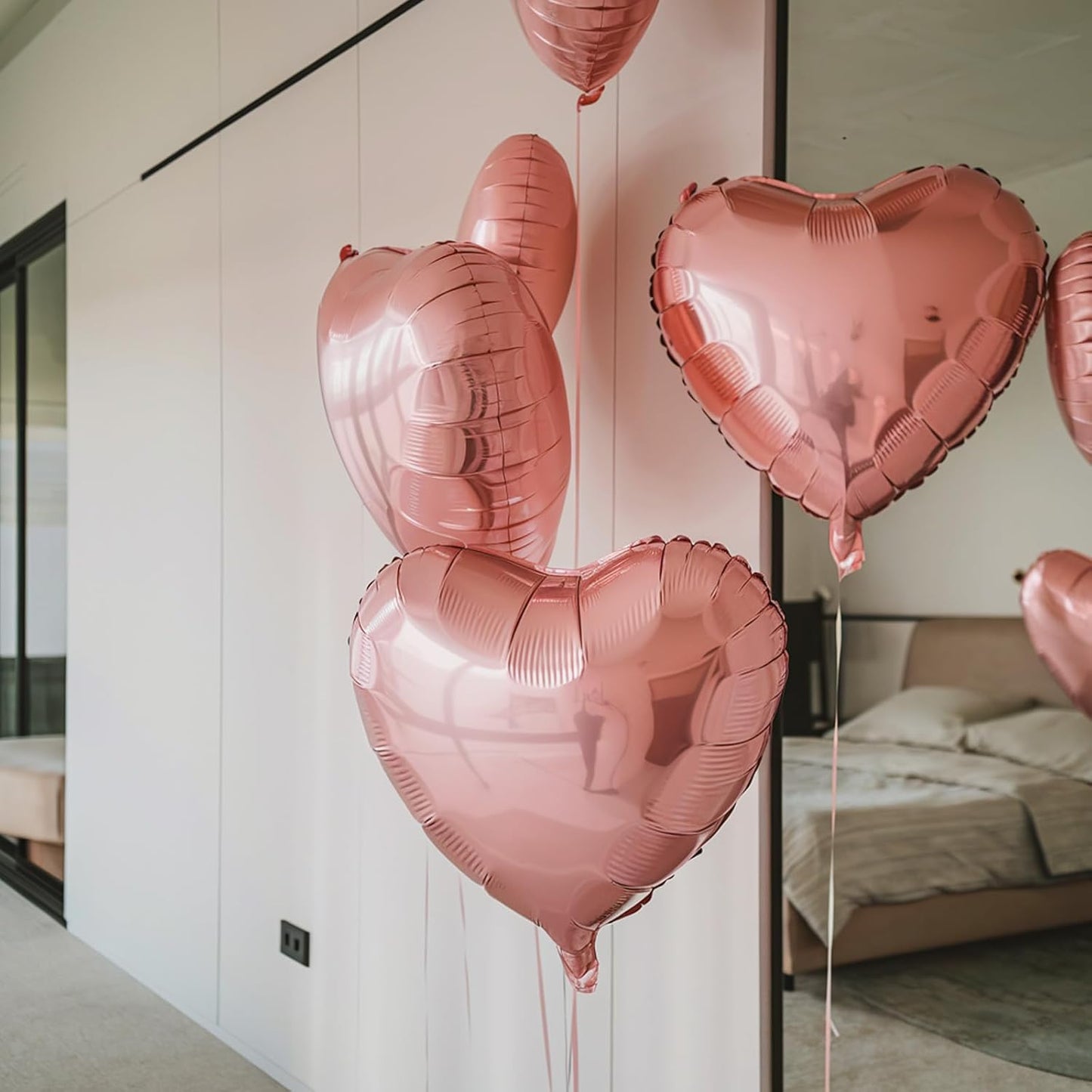 Pink Heart Balloons, 18 Inch Pink Heart Shape Balloon, 12PCS Heart Foil Helium Romantic Balloons for Girls Birthday Baby Shower Wedding Engagement Anniversary Party Decoration