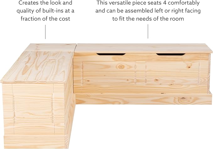 Linon Harris Unfinished Wood Backless Nook - Image 21
