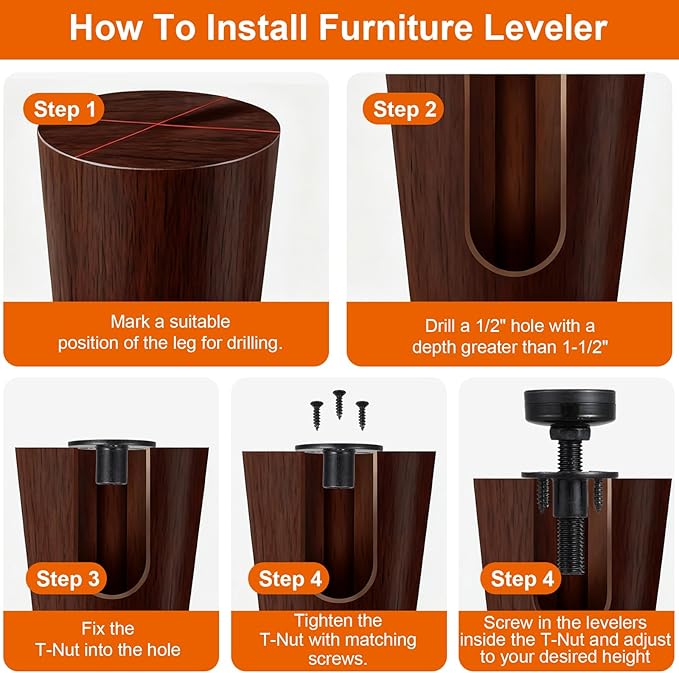 MAQUITA 12 Pack Furniture Leveling Feet Heavy Duty, Adjustable Furniture Feet - Image 7
