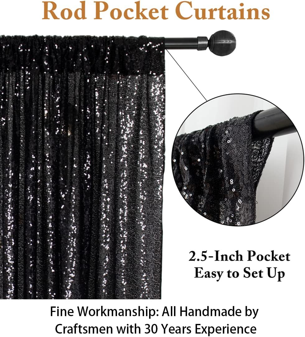 ShinyBeauty Black Sequin Backdrop 10FTx10FT Photo Backdrops for Wedding Sparkle Backdrop for Photograph Glitter Curtains for Baby Shower Party Shimmer Fabric Background