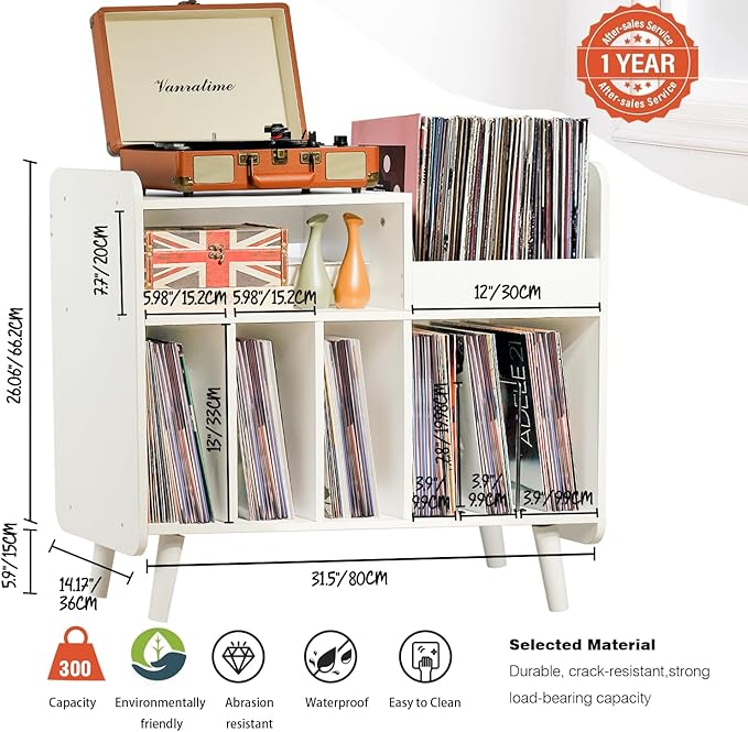 Record Player Stand, Large Record Player Table Cabinet - Image 3