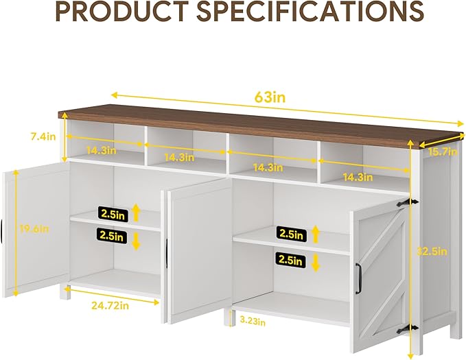knoworld 63'' Buffet Sideboard - Image 2