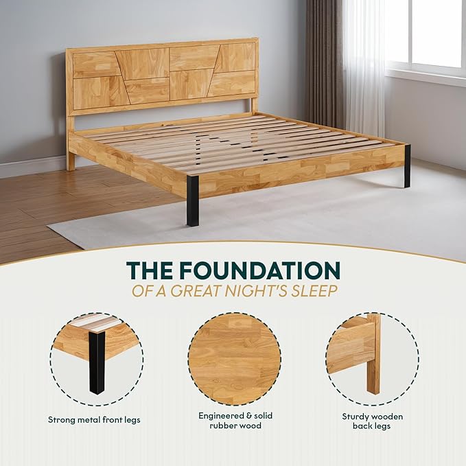 Bme Trapeze King Bed Frame – Modern Solid Wood Bed - Image 3