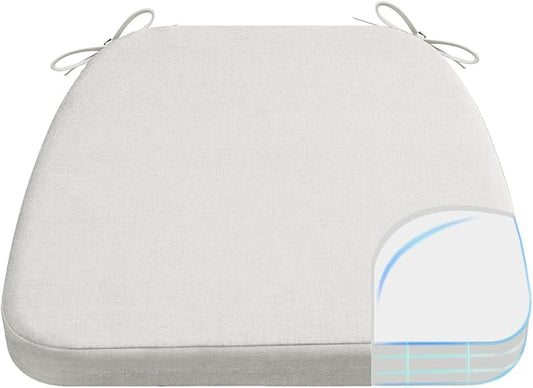 AAAAAcessories D-Shaped Chair Cushions, Machine-Washable Cover, Natural Linen by AAAAAcessories