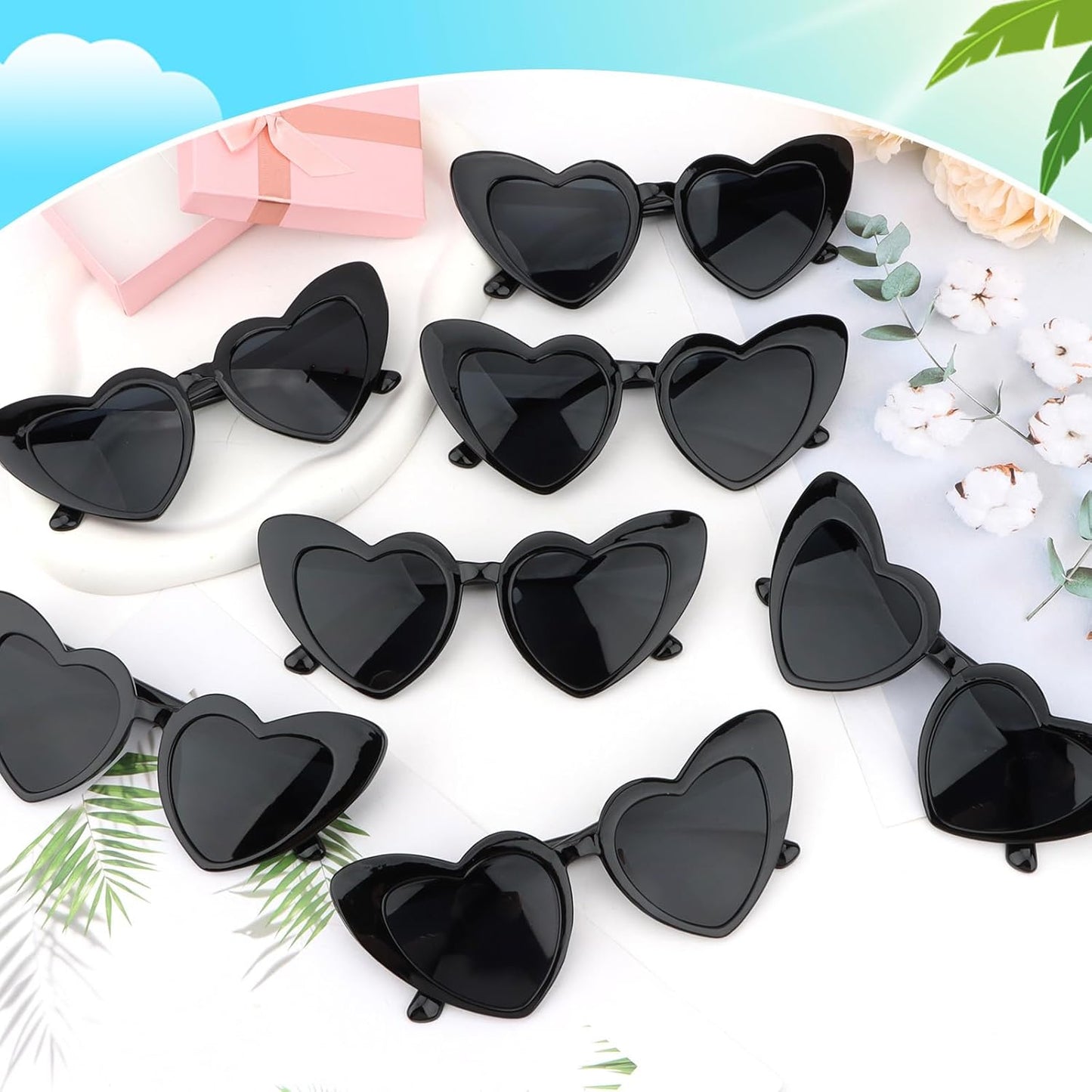 CIEHER Bachelorette Party Favors - White Black Heart Sunglasses for Bride Bridesmaid