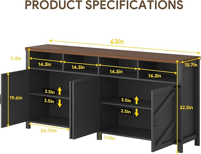 knoworld 63'' Buffet Sideboard - Image 2