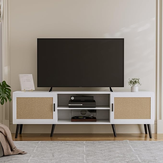ZttRiee TV Stand for TVs up to 65'', Mid Century Modern Entertainment Center - Image 8