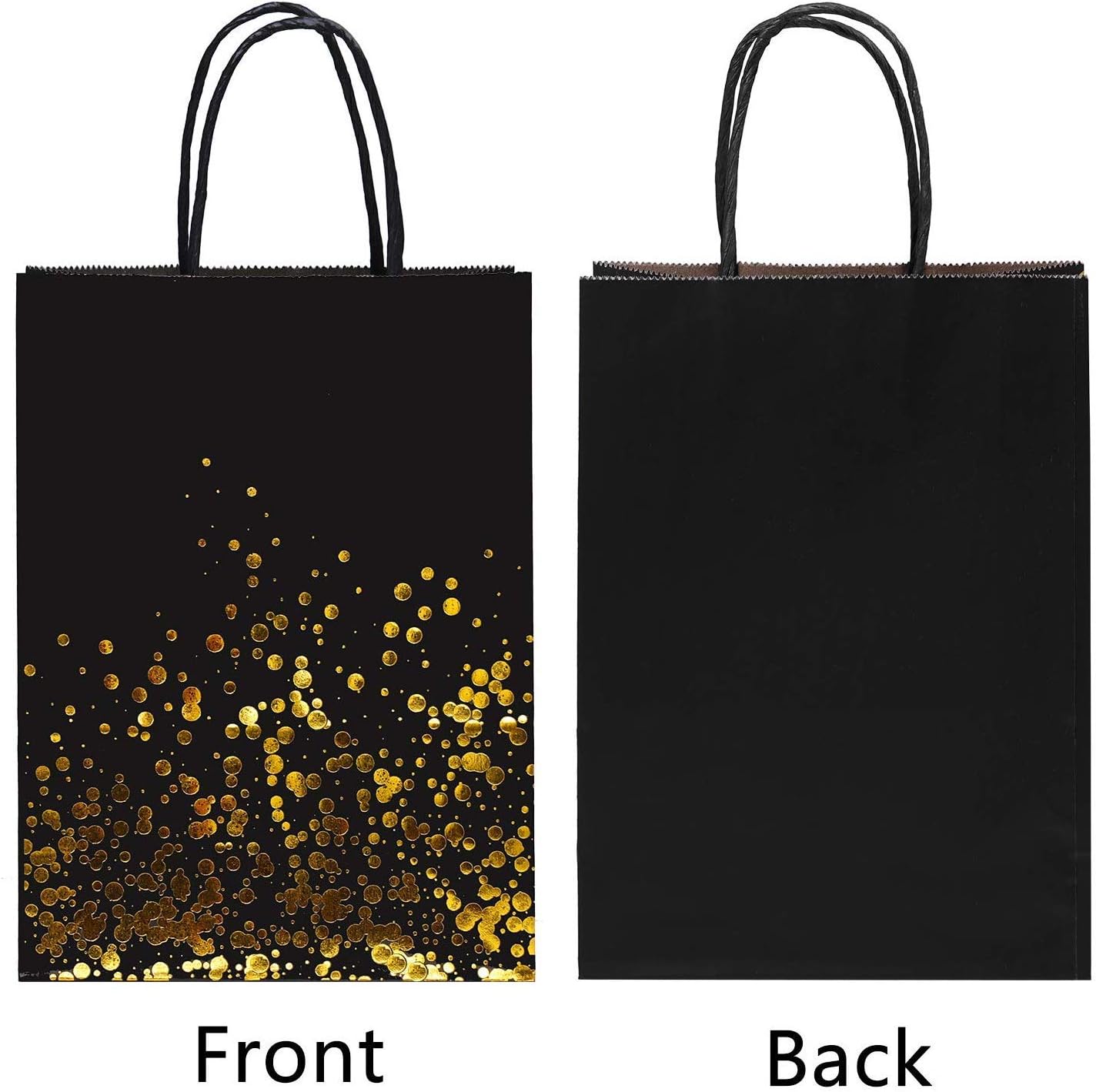 Cooraby 30 Pieces Bronzing Gold Black Paper Kraft Polka Dot Party Bags With Handle for Party Favors and Hen Parties
