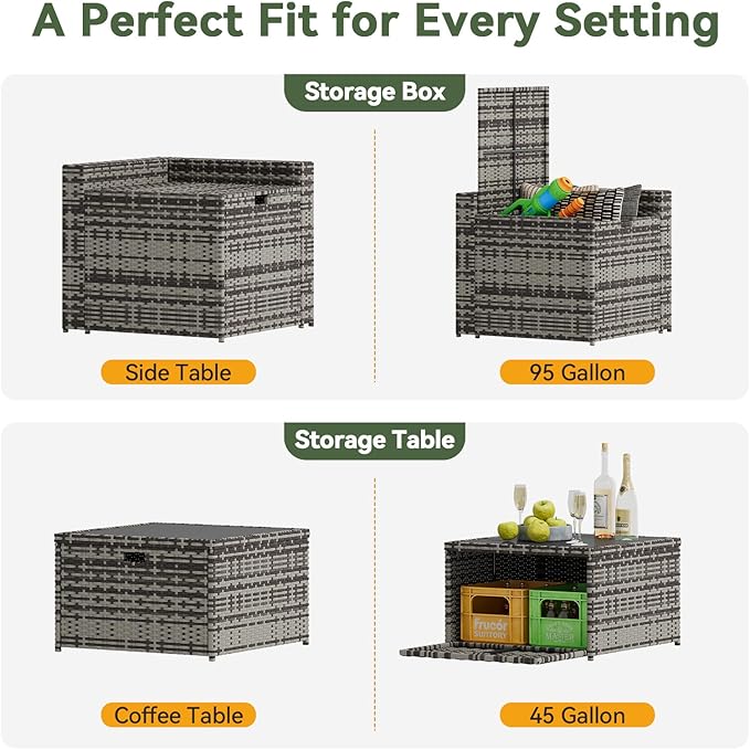 Aoxun 8 Piece Patio Furniture Set, Wicker Outdoor Furniture - Image 5