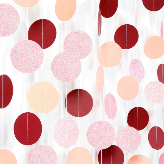 Burgundy Pink Peach Party-Decorations Paper-Garland - 52ft Rose Gold Glitter Streamers Banner,Birthday Princess Baby Bridal Shower Wedding Hanging Supplies Decor Hugfond