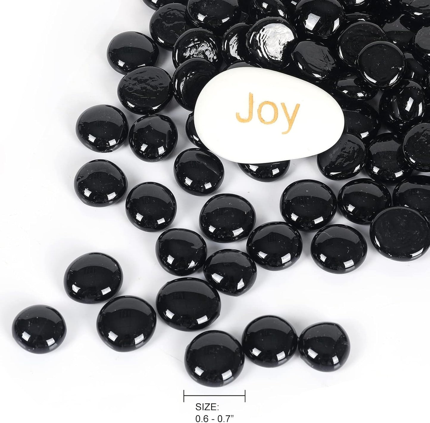 11LB Fire Glass Beads Flat Glass Marbles for Outdoor Fire Pit and Fireplace, Glass Gemstones for Vase Filler, Aquariums, Hydroponics Plants, Home Decor and Christmas DIY Craft, Black