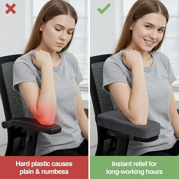 Smiry Ergonomic Office Chair Armrest Pads, Memory Foam Arm Rest Covers - Image 4