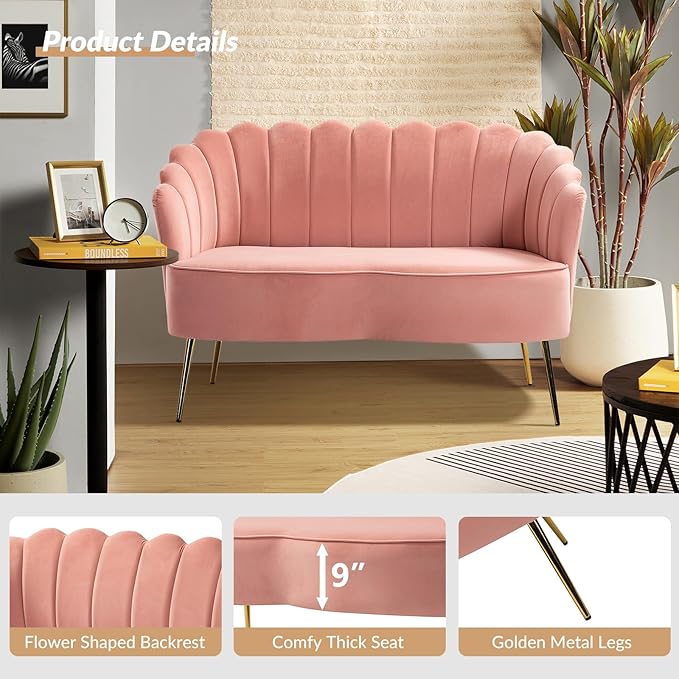 HULALA HOME Velvet Loveseat Sofa - Image 3