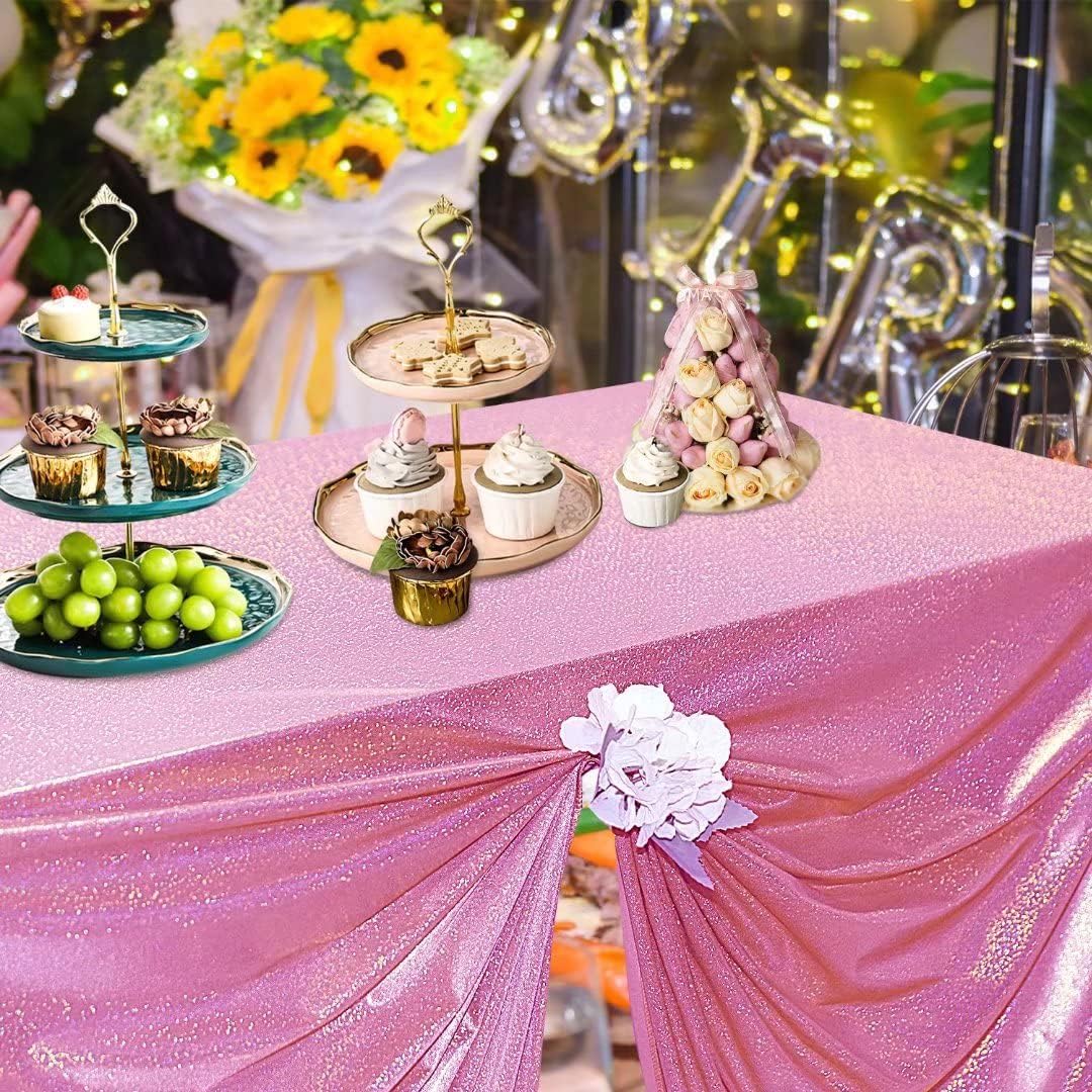 Fitable Pink Sequin Tablecloth for Parties 60x60 Inch - Sparkle Glitter Table Cloth Laser Square Overlay for Wedding Baby Shower Ceremony Birthday Holiday Banquet