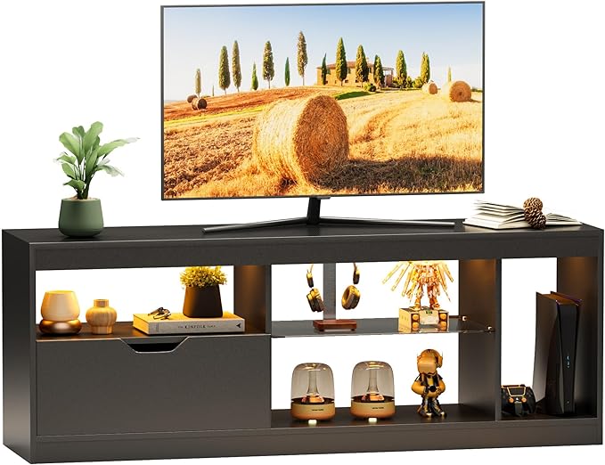 JUMMICO TV Stand, Entertainment Center LED Gaming TV Stand by JUMMICO