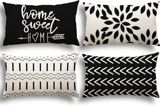 YCOLL Lumbar Pillow Covers 12x20 Set of 4, Modern Sofa Throw Pillow Cover by PillowCoversExpert