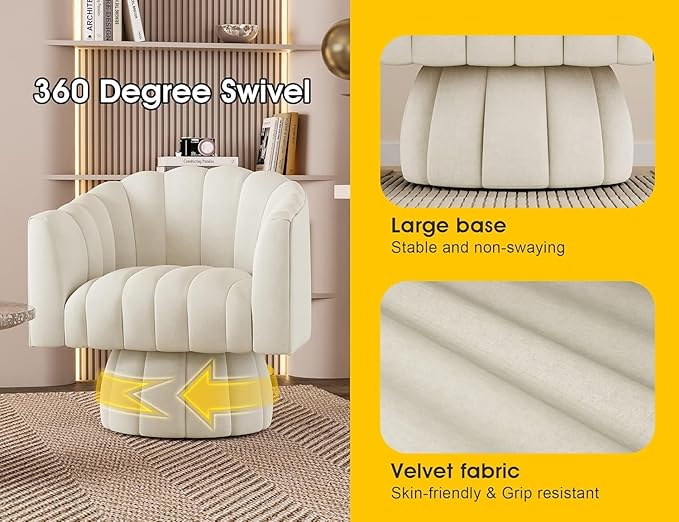 Dewhut Swivel Accent Chair Set of 2, 360° Swivel Barrel Chair - Image 6