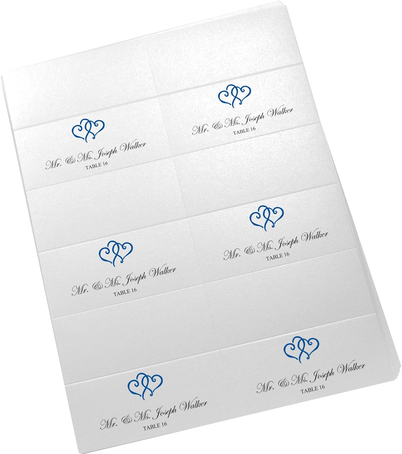 Linked Hearts Printable Place Cards, Royal Blue (Choose Color), Set of 150 (25 Sheets), Laser & Inkjet Printers - Wedding, Party, Dinner, and Special Events - Made in the USA