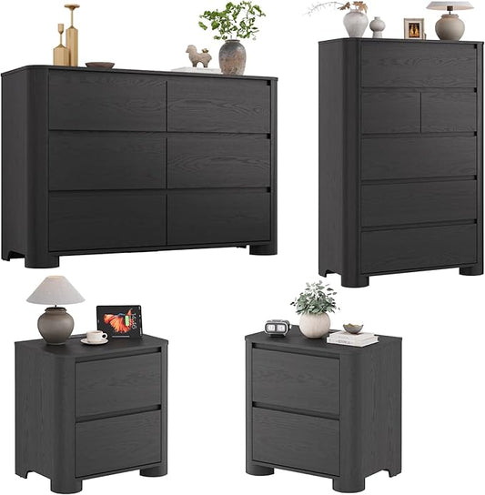YANSNWO Minimalist Dresser and Nightstand Sets 4 Piece Bedroom Set, Wide & Tall by YANSNWO