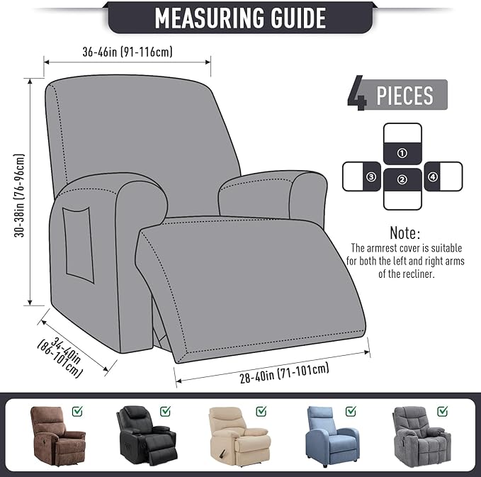 TAOCOCO Oversized Recliner Chair Covers, 1 Seater Streach Recliner Covers Soft - Image 4