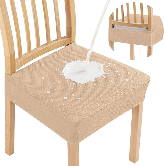 Smiry Waterproof Seat Covers for Dining Room Chairs Set of 8, Stretch Jacquard by Smiry
