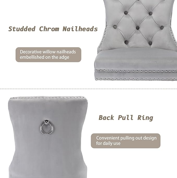 KCC Velvet Dining Chairs Set of 4, Upholstered High-end Tufted Dining Room Chair - Image 6