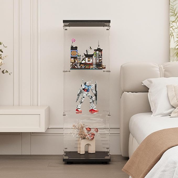 Display Cabinet with Glass Door and Lock, 3-Shelf Fast Installation Curio - Image 6