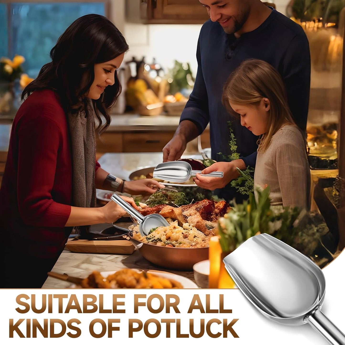 12Pcs Mini Ice Scoopers for Ice Bucket, 6 oz Stainless Steel Small Scoop Metal Food Scoop Candy Scoops for Candy Buffet Jars Canisters Scooping Dry Goods, Sugar, Coffee Bean, Flour, Spice, Dog Food