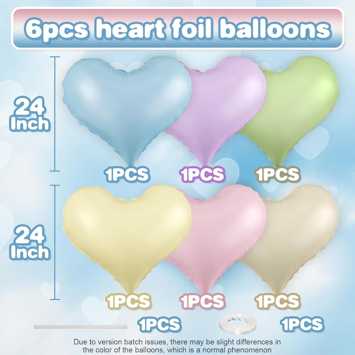 Colorful Heart Balloons,24Inch Large Rainbow Heart foil Balloon for Valentine's Day Birthday Wedding Baby Shower Anniversary Party Decorations