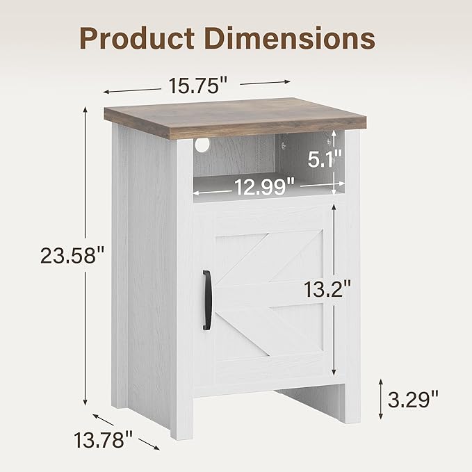 JUMMICO Farmhouse Nightstand, Modern Bedside Table - Image 7