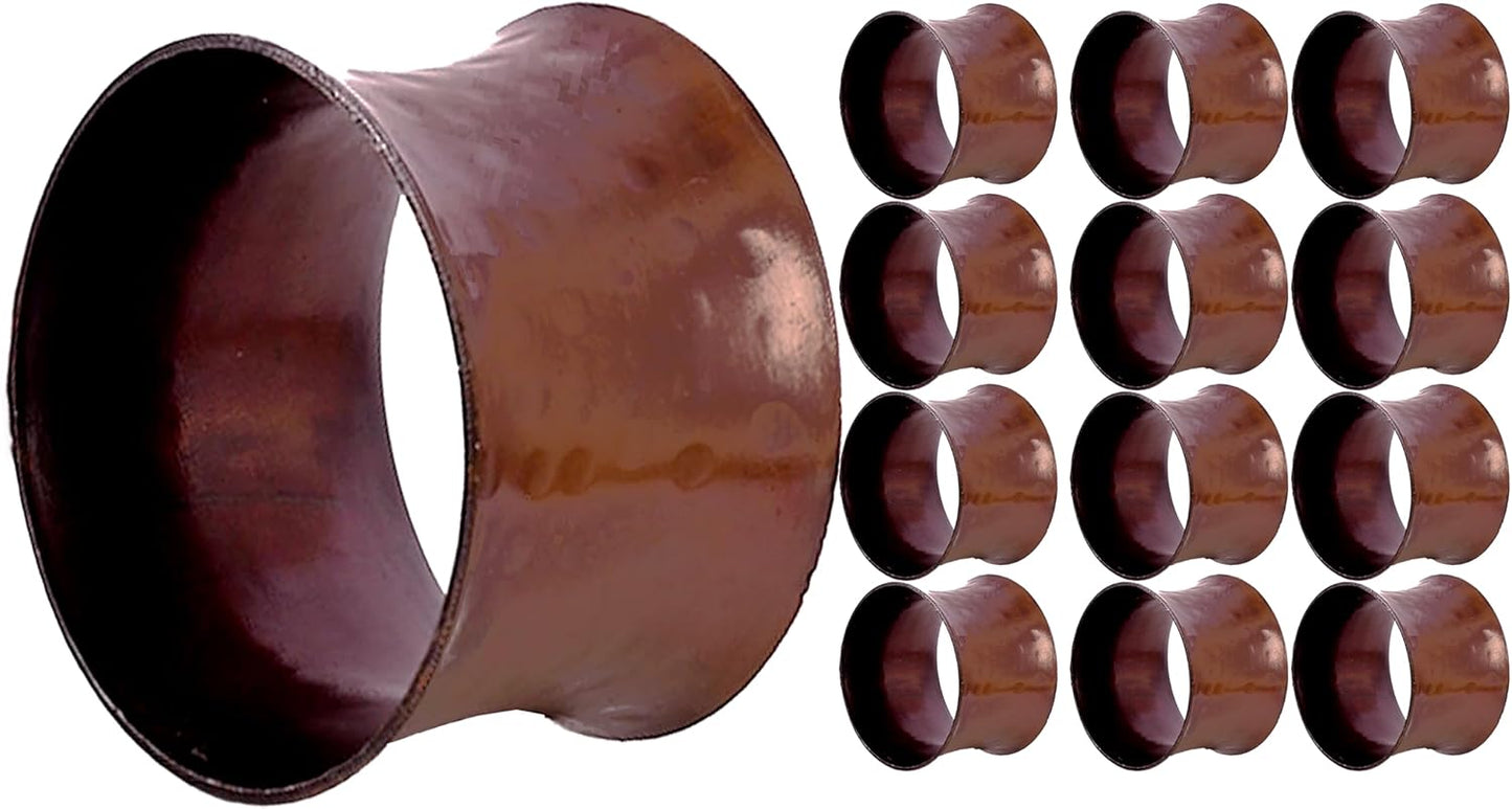 Drum Napkin Rings Set of 12 - Heavy Duty Napkin Holders, Hammered Napkin Rings Bulk for Party Decoration, Dinning Table, Everyday, Family Gatherings (Bronze) - ALPHA Living HOME