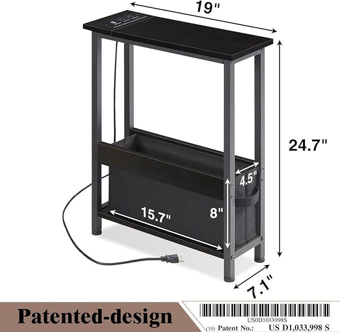 BAMGROW Slim Charging End Table - Image 3