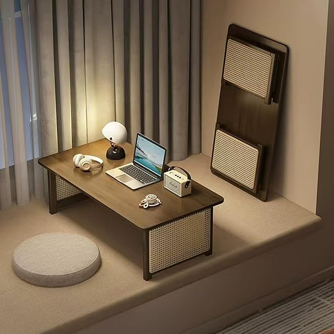 Japanese Floor Table Bamboo Folding Coffee Table Portable Solid Wood Japanese - Image 3