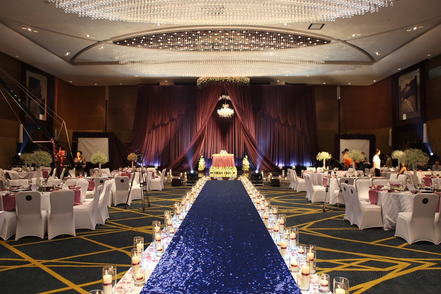 ShinyBeauty Sequin Aisle Runners 2Ft x 15Ft Navy Carpet Runner for Party Glitter Runner for Wedding N116