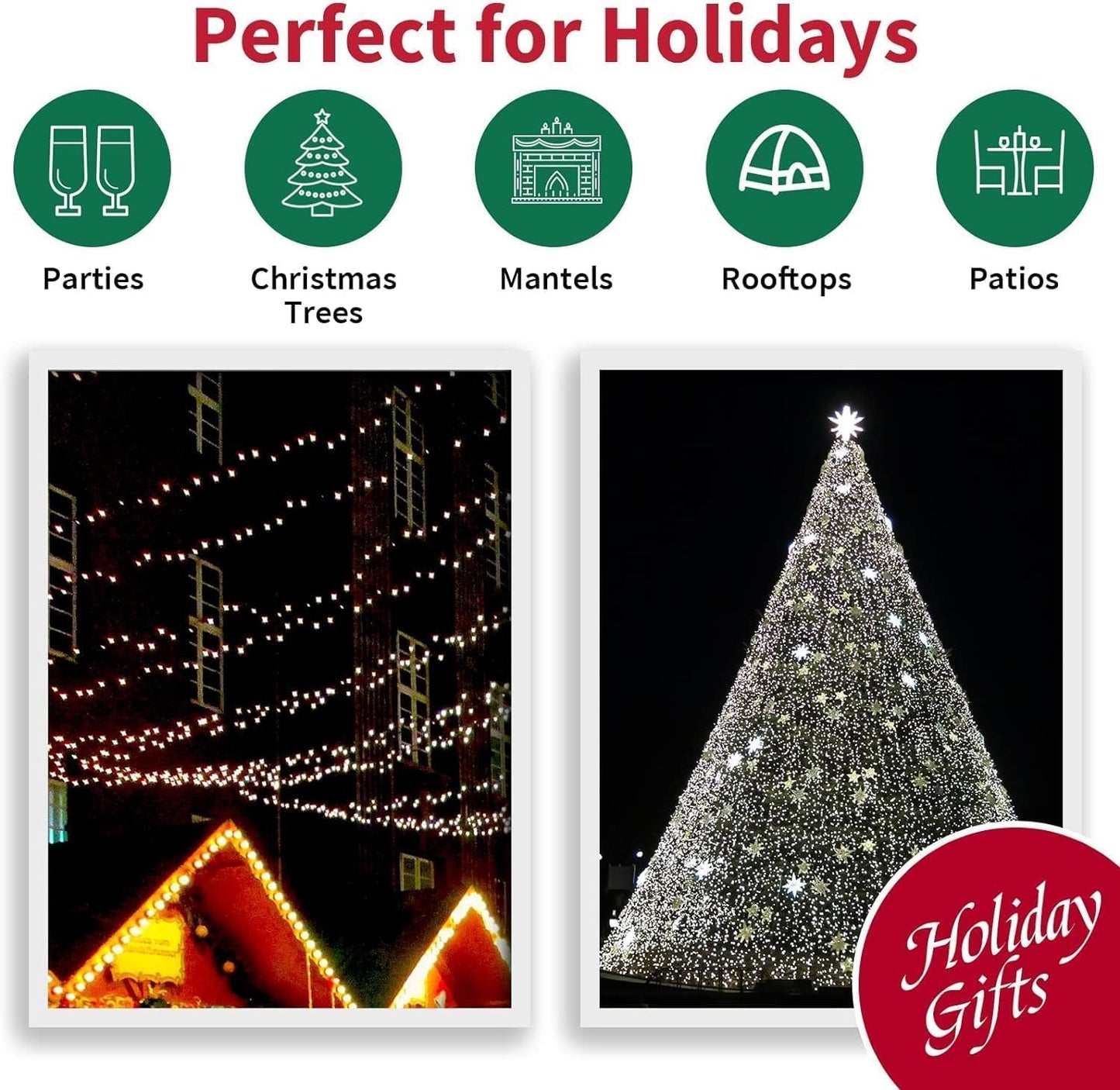 150 LED White String Lights - LED Christmas Decoration, Mini led Lights for Indoor Outdoor Home Holiday Party Wedding Independence Day Decoration