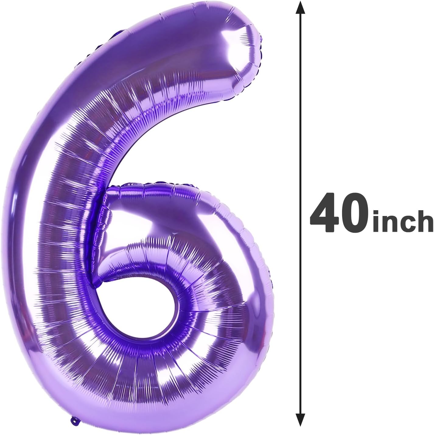 Jumbo Purple Number 6 Balloon 40 Inch, Boy Girl 6th Birthday Supplies, Foil Helium 6 16 26 46 60 66 76 86 96 Birthday Giant Balloon, Mylar Purple Number Balloons Anniversary Decorations