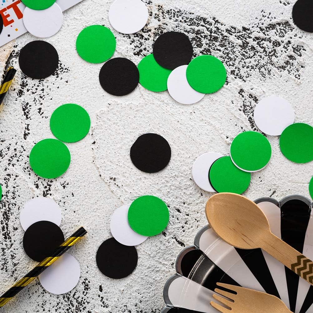 Glitter Confetti Circle Dots for Table Wedding Birthday Party Decoration, 1.2 inch in Diameter (black,green,white,200pc)
