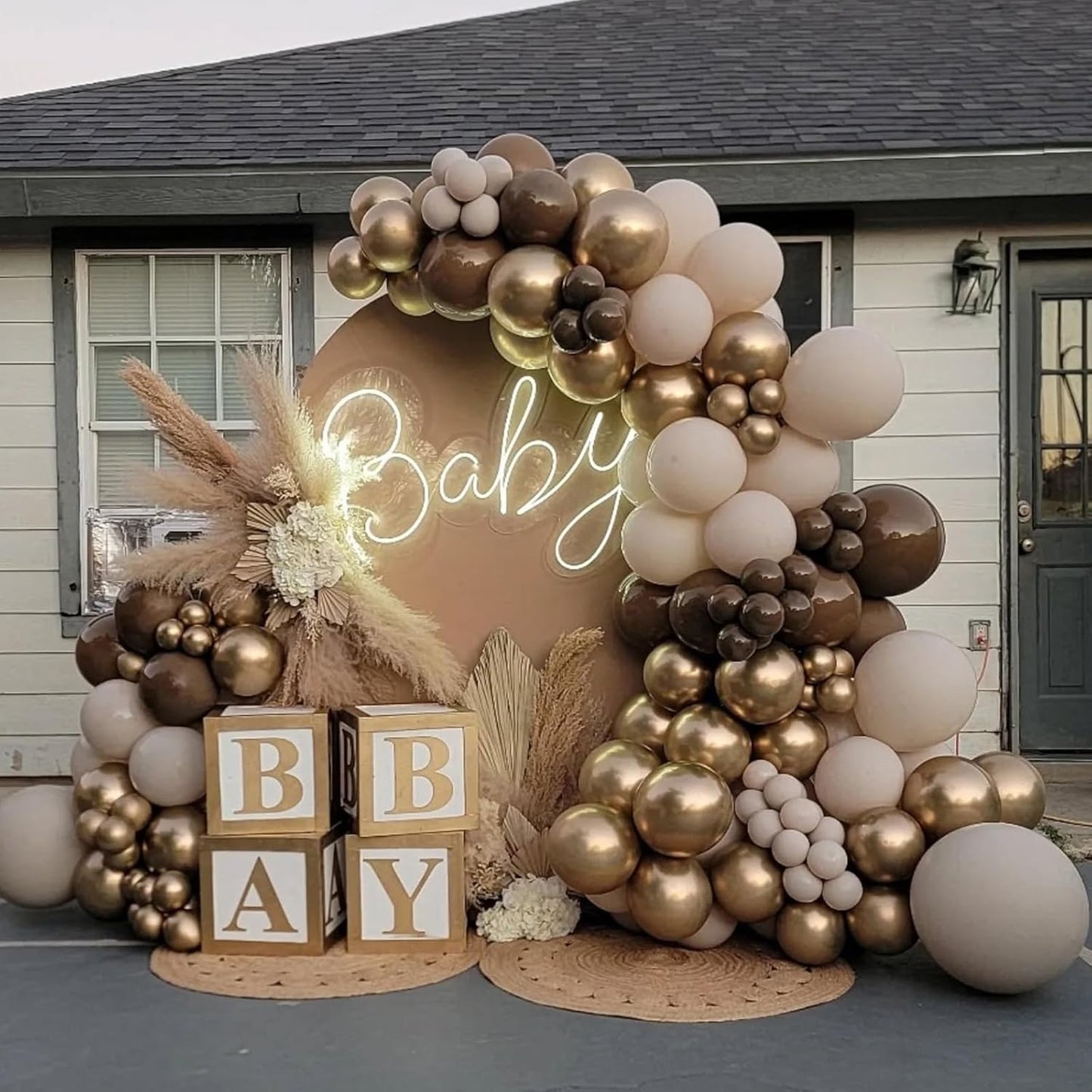 Balloons Brown and Gold, 60 Packs 12 Inch Retro Brown Cream Beige Balloon Sand White Neutral Balloons Metallic Gold Balloon for Bear Birthday Baby Shower Boho Wedding Decorations